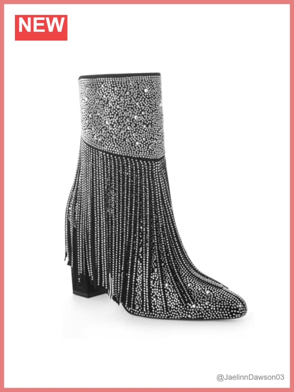 Western Fringe Rhinestone Cowboy Booties Ankle Boots Side Zipper Pointed Toe